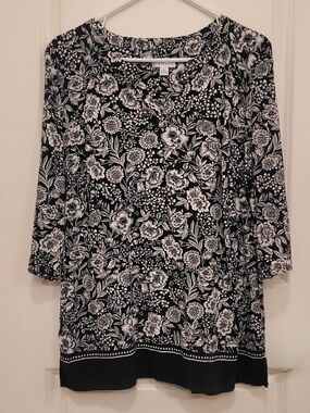 croft & barrow Black and White Floral Tunic